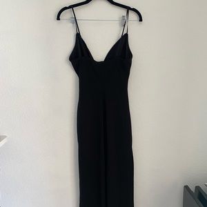 Floor Length Dress Black with Thigh Slit